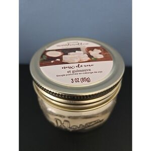Coconut Marshmallow‎ Scented Mason Jar Glass Soy Candle w/ Lid 3 oz